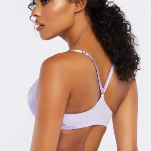 Savage x Fenty Floral Lace Push Up Racerback Bra in Purple Lavender Size 32D - Picture 2 of 14